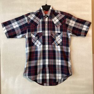 vintage ely plains western shirt pearl snap S plaid short sleeve